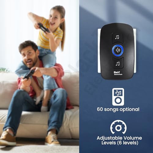 Image of Blackt Electrotech (BT03DB) : Wireless RF Doorbell Set with Volume Control, and Long Range for Home and Office (Black)