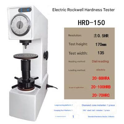 HR-150A is a Digital Rockwell Hardness Tester, an Electric high-Column Hardness Tester, Suitable for Measuring the Hardness of Metal Surfaces (Dual Handles)