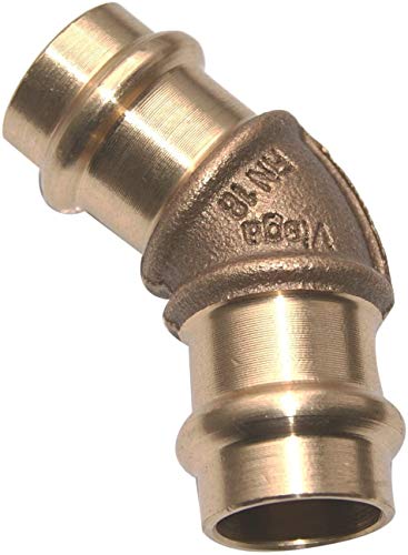 Viega 281533 Bogen 45 Grad Sanpress 2226 Rotguss, mit SC-Contur, 18 mm - 5 Stück
