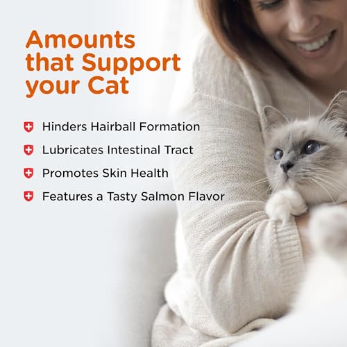 Nutri-Vet Hairball Paw Gel, Cat Hairball Remedy, Kitten Supplies, Hair Ball Relief for Cats, Fur Ball Remedy, Soybean & Coconut Oil, Salmon Flavor, 3 oz