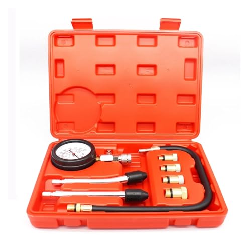 CYMMIYT Manomètre Testeur de Compression de Moteur à Essence, manomètre de Pression de Voiture, Compteur de Cylindre de Moteur à Essence Automatique avec Adaptateur M10 M12 M14 M18(with Plastic Box)