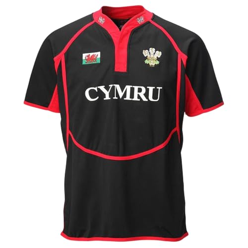 Manav Adult New Cooldry Welsh Wales Sports Rugby Shirt Super Premium Casual Classic Rugby Wear Superlight Training Performance Shirts Gifts for Men Black
