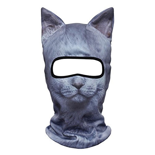 Image of WTACTFUL 3D Animal Ears Balaclava, Breathable Face Mask for Halloween