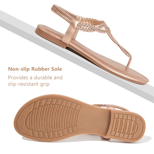 Image of zeetoo Women's Flat Sandals Summer T-StrapThong Bohemian Casual Comfortable Dressy Sandals for Women