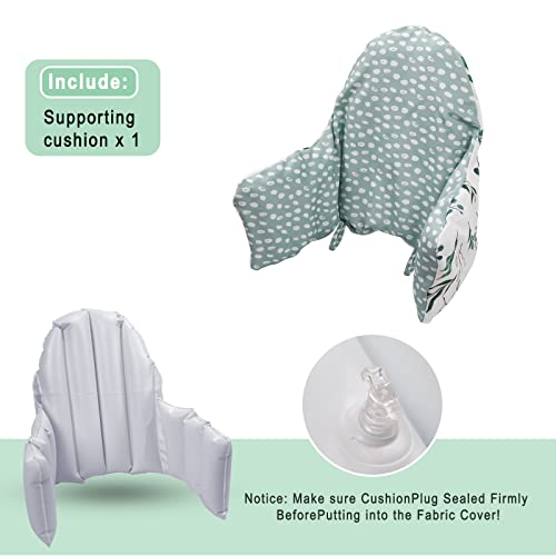 Image of High Chair Cushion, Type High Chair Cover Pad, 2 Pieces pad for High Chair,highchair Cushion for IKEA Antilop Highchair, Built-in Inflatable Cushion (Fresh Leaves and Stone Flowers)
