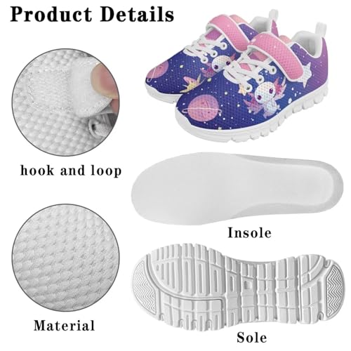 Girls Boys Sneakers Kids Little Kid Tennis School Casual Walking Shoes White Sole Planet Space Axolot Pattern 5