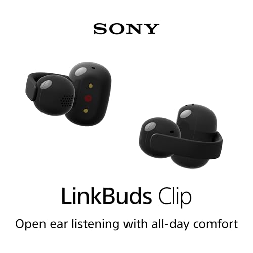 Image of Sony LinkBuds Clip Open-Ear Truly Wireless Earbuds, Comfortable & Secure Fit, Lightweight Clip-On Design, Touch Controls, Ambient Sound Awareness, Water Resistant, Up to 37 Hrs of Playback, Black | Open-Ear Clip-on Design for Ambient Awareness, Touch and Tap Controls with 3 Listening Modes, Multipoint Bluetooth Connection