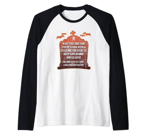 This Is My Costume I'm A Procrastinator - Divertido Halloween Camiseta Manga Raglan