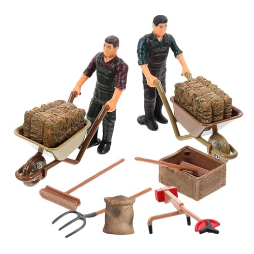 HONITANO 12 Piezas Mini Figuras Granja Realistas con Accesorios y de Granjero para Decoración Micro Paisaje Juguetes Granja