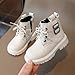 Black Lace up Boots for Girls:Fashion Winter Warm Leather Combat Zipper Ankle Shoes Wedding Hiking Party Dress School Footwear（Size9.5,White