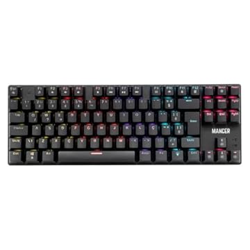 Teclado Mecanico Gamer Mancer Shade MK2, Rainbow, Switch Huano Marrom, Preto, MCR-SHM2-RBW01BW