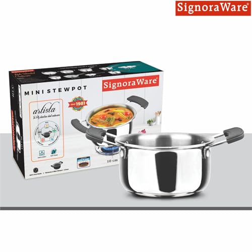Image of SignoraWare Artista Stainless Steel Cookware Mini Stewpot | Compact Size |Ideal for Cooking Sauces & Gravies | Best for Melting Butter or Chocolate | Great for Steam or Cook Small Puddings & Custard