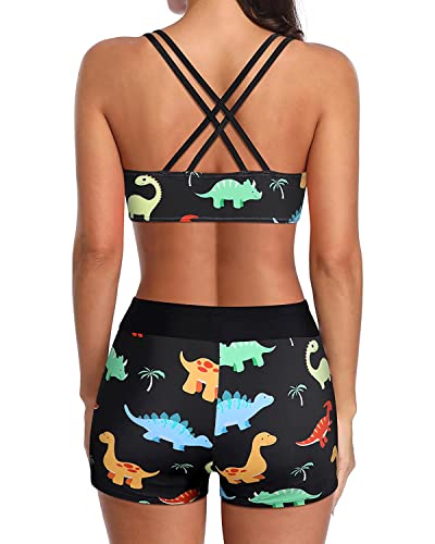 Image of Holipick 3 Piece Tankini Swimsuits for Women Tummy Control Bathing Suits Swim Tank Top with Bra Boy Shorts Teen Swimwear 2026