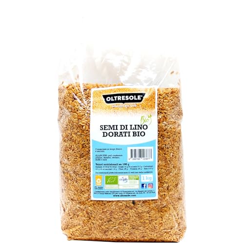 Oltresole, Semi Biologici di Lino Dorati 1 kg, Semi Oleosi Crudi, Interi e Chiari, Ricchi di...