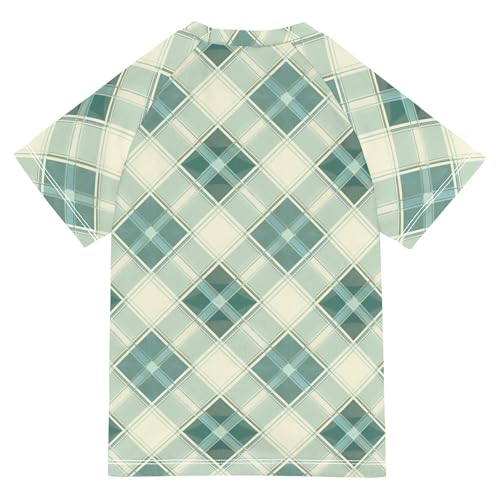 Check Light Green Bathing Suit Girls UV Protection Shirts Swimwear Beach Tops 3T2