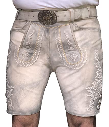 Schöneberger Trachten Lederhose Herren Kurz - Premium Vintage Mit Gürtel Für Oktoberfest