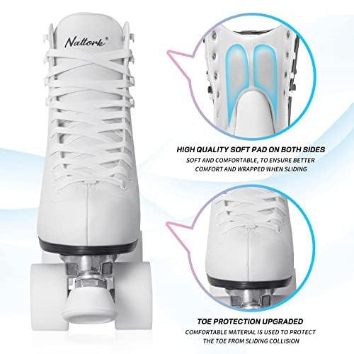 Nattork Patins à glace réglables pour garçons et filles, adultes, rembourrage doux et support de cheville renforcé, patins de hockey sur glace pour débutants