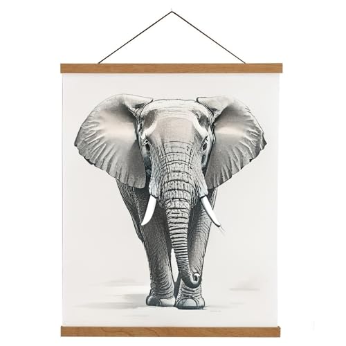 Image of FixtureDisplays 24 Inch Magnetic Poster Frame Hanger, Natural Teak, for Pictures, Photos, Canvas Artwork, Print Poster 22028-NF