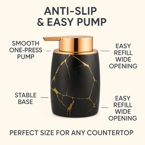 Image of LAGET 300ml Soap Dispenser for Wash Basin - Premium Brown Golden Print | Kitchen and Bathroom Accessories Items | Refillable Liquid Handwash Dispenser Bottle (Black Thunder)