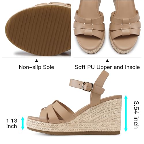 Image of TEMOFON Wedge Sandals for Women Dressy: Platform Wedge Espadrilles Sandals - Comfortable Summer Casual Open Toe Strappy Shoes Size 5-11