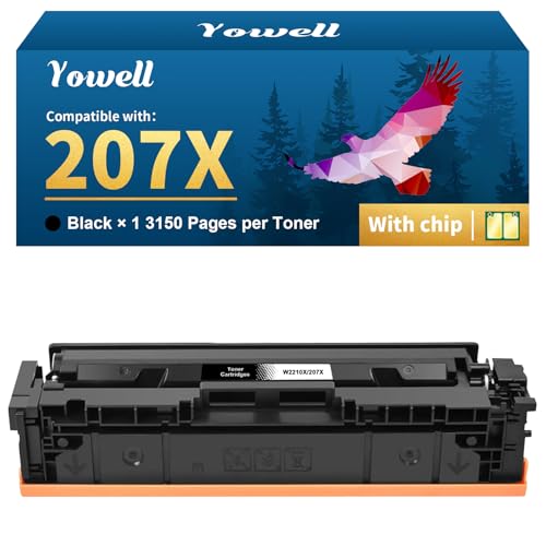 Toner 207X noir compatible avec HP Color Laserjet Pro MFP M283fdw et M255dw W2210X Yowell