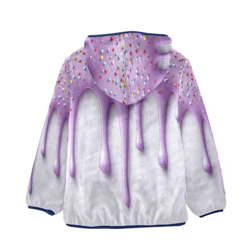 Purple Icing Sprinkles Toddler Fleece Jacket Girl Boys Hooded Fleece Jacket Coat Warm Outwear Zip-up 3-10T2