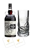 Kraken Dark Rum Gift Set | Branded Tentacle-Themed Highball Collector's Tumbler + 2 Celebration Spirits Beer Mats