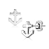 Ohr Stecker im maritimen Anker Design - Erhältlich in den Trendfarben Gold, Steel u. Rotgold - Bitte auswählen!
