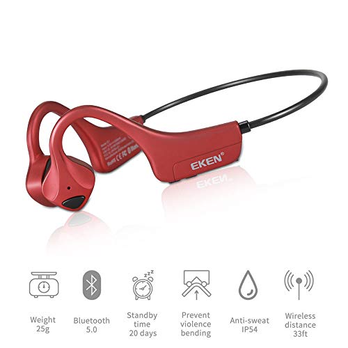 EKEN Bone Conduction Headphones - Bluetooth 5.0 with Mic, Titanium Lightweight Wireless Open-Ear