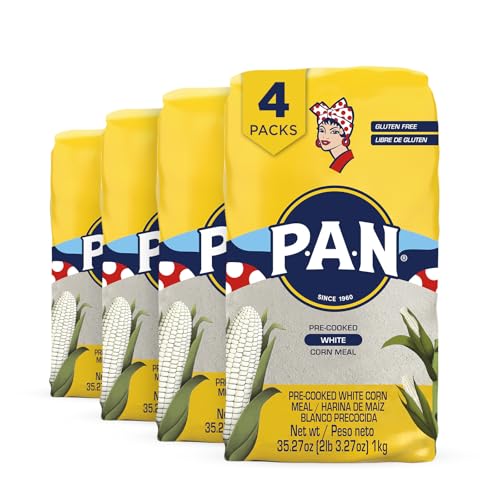 P.A.N. White Corn Meal – Pre-cooked Gluten Free and Kosher Flour for Arepas (2.2 lb/Pack of 4)