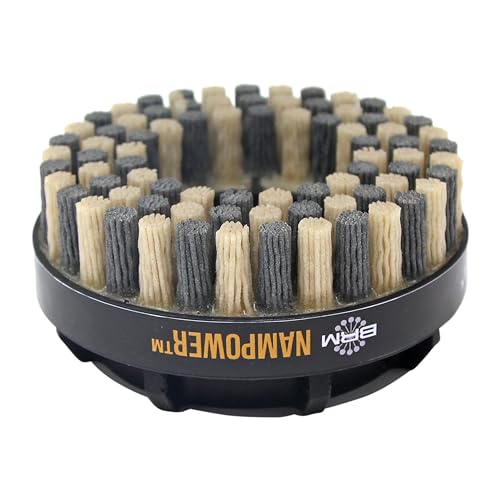 Image of Brush Research ADD10018120 Nampower Dot Type Abrasive Disc Brush, Combination Silicon Carbide /Ceramic Filament, 100mm Diameter,18mm Bristle Length (Pack of 1)