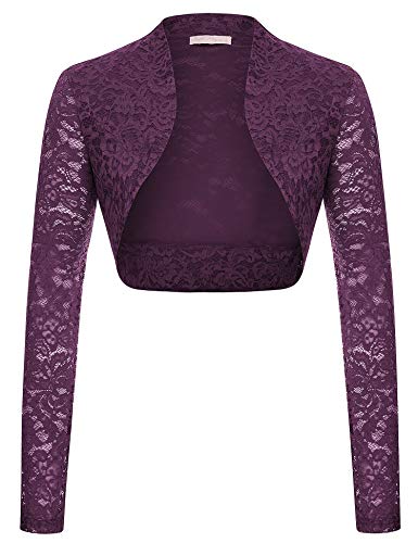 Womens Bridesmaid Lace Shrug Cardigan Lightweight (3XL,Purple BP49)