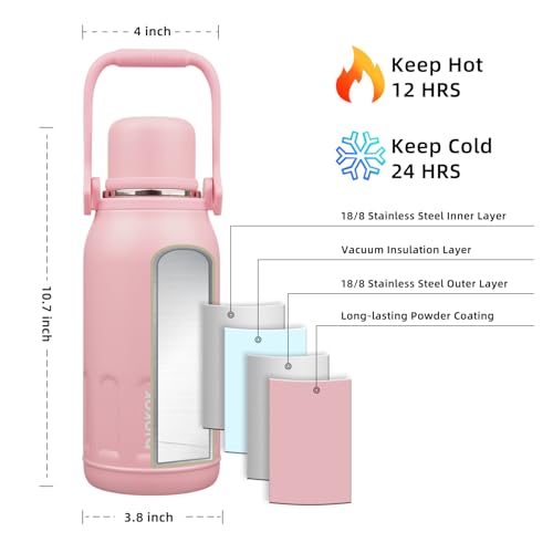 Image of BJPKPK Stainless Steel Insulated Bottle with Handle & Strap, 40oz