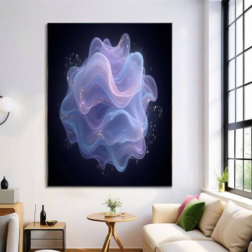 Peinture sphérique ondulée sur toile grand format design épuré