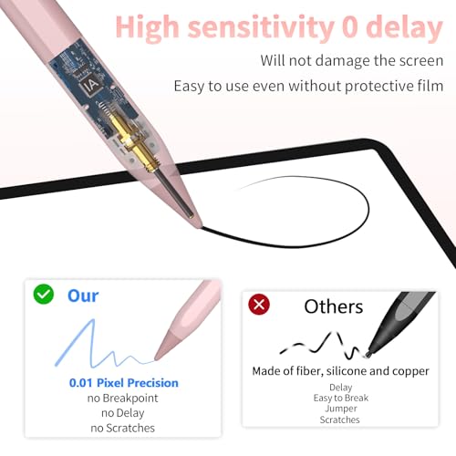 Image of HZD Apple Pencil for iPad 2025-2018 Faster Charge Stylus Pen,Rose | with Tilt Sensitivity & Palm Rejection & Magnetic Compatible iPad 11 /10 /9 /8 /7 /6, Pad Air 3 /4 /5, Pro 12.9 inch /11 inch,Mini 6 /5, M2 /M4
