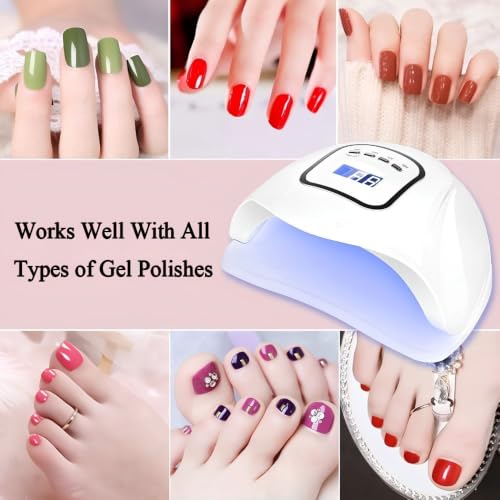Image of THR3E STROKES Professional Intelligent LED Automatic Sensor LED UV Nail Dryer Nail Curing Nail Art Lamp Manicure Pedicure Tool Gel Based Nail Polish for All Kind of Nail Paints (150W X5)