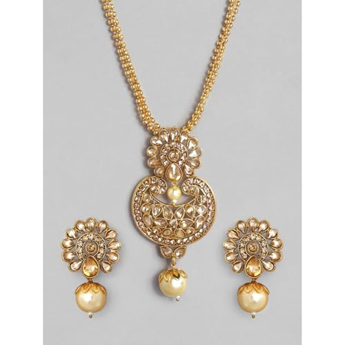 Image of Rubans Gold Plated Necklace Set Traditional Festive Jewellery for Women & Girls