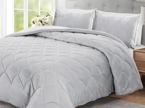 Edredón de Terciopelo con Interior Sherpa Borreguillo y Relleno de Fibra de REIG MARTÍ Lahar (C08, Cama 180cm)