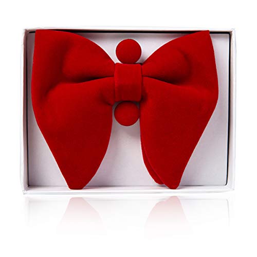 Image of GUSLESON Mens Solid Plaid Velvet Pre-tied Adjustable Bow Tie and Pocket Square Cufflink Set with Gift Box