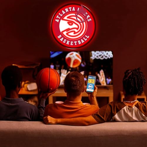 Image of Basketball Team Neon Sign, Sport Light Up Dimmable Basketball Team Logo Hanging USB Powered Led Neon Sign for Wall Decor, Bedroom, Man Cave, Party, Birthday Party Christmas Merch Deco Gift for Boys Teens Fans