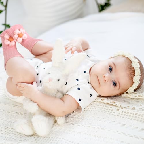 4Packs Baby Girl Socks, Flower Non-slip Socks with Grips for Newborn Babies Girls Boys Toddler Infant Kids3