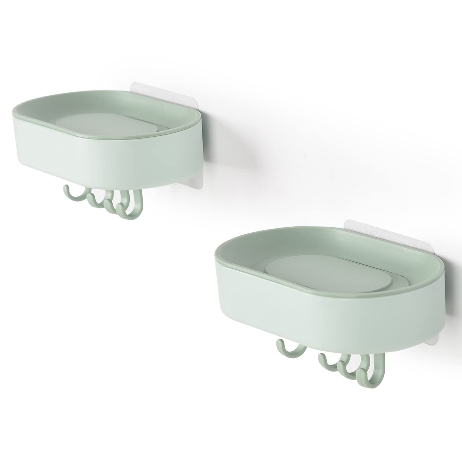 NOVAJOY Seifenschale 2 Pack, Kunststoff Seifendose mit 4 Hak