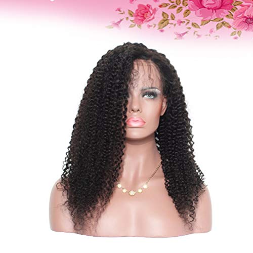 Lurrose Moda feminina peruca de cabelo longo cacheado na frente peruca de renda ondulada natural que