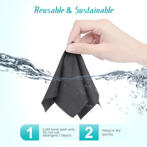 Romon Panni Microfibra Occhiali, 20Pcs Microfibra Panno Di Pulizia Per La Pulizia Di Lenti Panno Pulizia Occhiali Da Vista Riutilizzabile, 20Cm X 20Cm Per Pulire Occhiali, Lenti, Tablet, Telefoni - 6