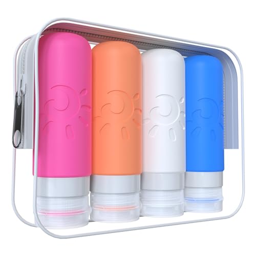 Image of Zafit Travel Bottles for Toiletries, TSA Approved Travel Containers 3oz Leak Proof Travel Tubs Refillable Liquid Travel Accessories for Shampoo Conditioner Lotion Body Wash(Multicolored D)