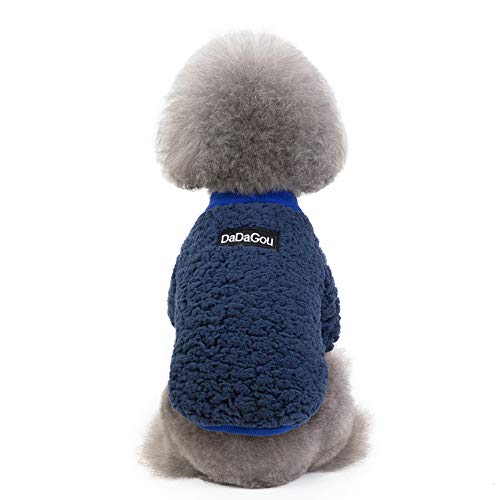 SMALLLEE_LUCKY_STORE Soft Sherpa Fleece Jumper for Small Dog Cat Sweatshirt Jacket Pullover Sweater Puppy Kitten Winter Coat Warm Pet Clothes,Dark Blue M - Image 4
