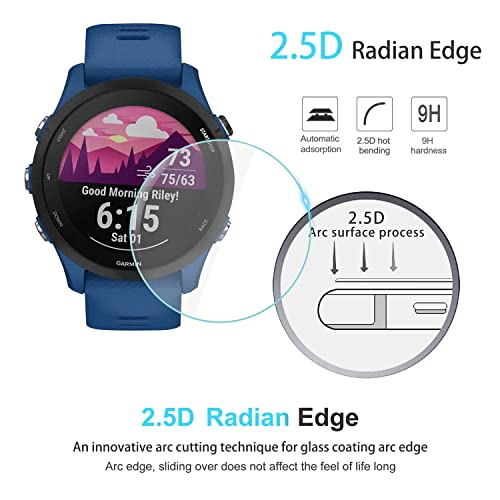 Suoman Diruite 4+6 Pack Screen Protector for Garmin Forerunner 255/255 Music,4 Anti-Scratch HD Tempered Glass&6 Charger Dust Plug,Transparent
