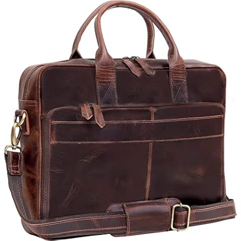 16 Inch Leather briefcase Laptop Messenger Bags For Men and Women Best Office School College Satchel Bag Cover