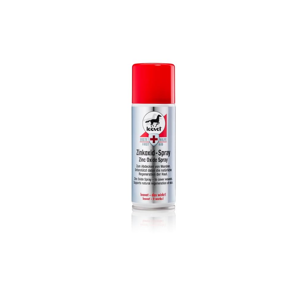Leovet Primeros Auxilios Spray de Óxido de Zinc | 200 ml | Producto de Cuidado para Caballos | para Cubrir Heridas