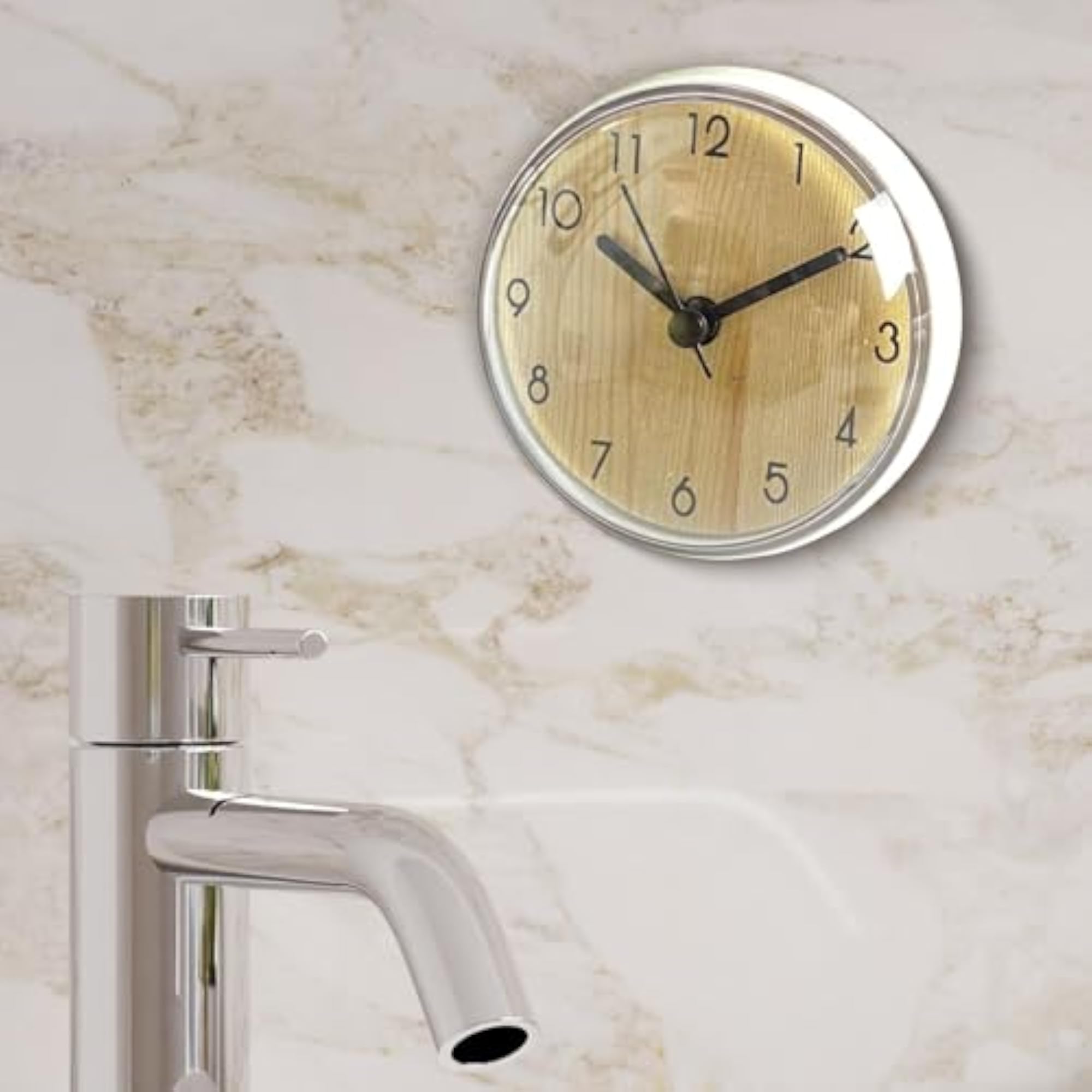 Bathroom Clock with Suction Cup, Water Resistant
